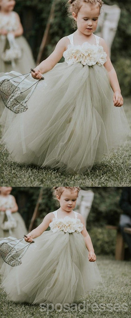 Strap Dusty Green Pixie Tutu Dresses, Cheap Popular Flower Girl Dresses, FG020