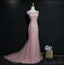 Lace Mermaid Cap Sleeve Scoop Neckline Unique Long Evening Prom Dresses, Popular 2018 Party Prom Dresses, Custom Long Prom Dresses, Cheap Formal Prom Dresses, 17217