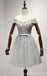 Off Shoulder Gray Lace Cute Homecoming Prom Dresses, Affordable Short Party Prom Sweet 16 Dresses, Perfect Homecoming Cocktail Dresses, CM333