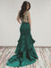 V Neck Emerald Green Mermaid Long Evening Prom Dresses, Cheap Sweet 16 Dresses, 18338