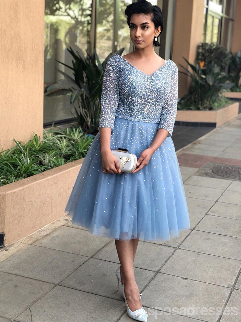 Long Sleeves Heavily Beaded Rhinestone Short Homecoming Dresses Online, CM606