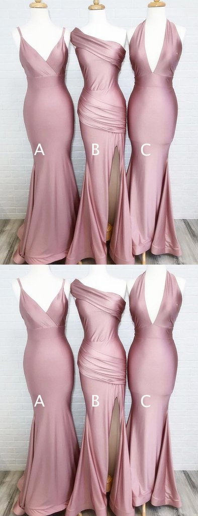 Simple Dusty Rose Cheap Mermaid Long Bridesmaid Dresses Online, WG548