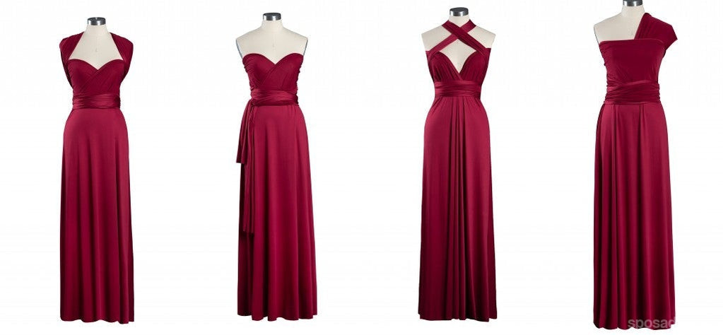 Multiway A-line Burgundy Cheap Long Bridesmaid Dresses Online,WG1228