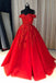 Off Shoulder Red Lace A-line Cheap Evening Prom Dresses, Sweet 16 Dresses, 17501