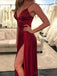 Spaghetti Straps Side Slit Simple Cheap Long Evening Prom Dresses, Cheap Sweet 16 Dresses, 18385
