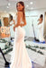 Simple White Mermaid V-neck Cheap Long Prom Dresses Online,12814