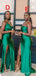 Mismatched Green Mermaid High Slit Long Sleeveless Bridesmaid Dresses Gown Online,WG1068