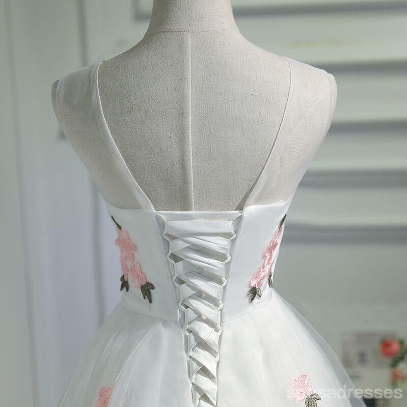 Simple Lace Applique Tulle Cheap Short Homecoming Dresses Online, CM667