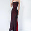Simple Red Sheath Spaghetti Straps High Slit Long Bridesmaid Dresses Online,WG1200