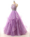 Lilac Organza Illusion A-line Cheap Evening Prom Dresses, Sweet 16 Dresses, 17492