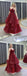 Burgundy A-line Spaghetti Straps V-neck Long Prom Dresses Online,12745