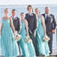 Tiffany Blue Straps Chiffon Custom Cheap Long Bridesmaid Dresses, WG241