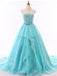 Tiffany Blue A-line Lace Cheap Long Evening Prom Dresses, Cheap Custom Sweet 16 Dresses, 18516