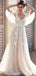 Half Sleeves A-line V-neck Backless Handmade Lace Wedding Dresses,WD736