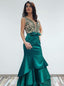 V Neck Emerald Green Mermaid Long Evening Prom Dresses, Cheap Sweet 16 Dresses, 18338