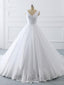 White V neck Tulle Cheap Wedding Dresses Online, Cheap A-line Bridal Dresses, WD464