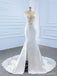V Neck Side Slit Lace Mermaid Wedding Dresses, Cheap Wedding Gown, WD723