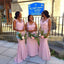 Sheath V Neck Sleeveless Cheap Pink Long Bridesmaid Dresses Online, WG862