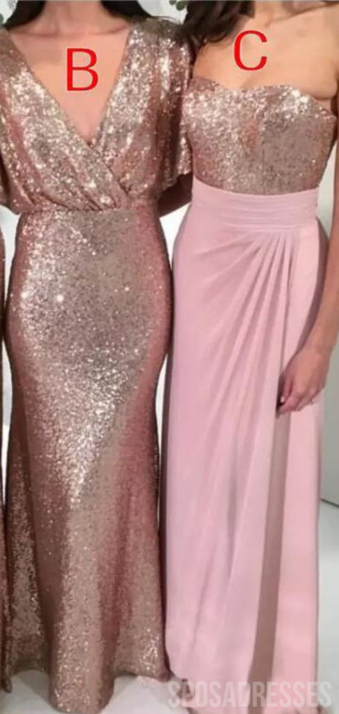 Mismatched V Neck & Halter & Sweetheart Long Bridesmaid Dresses Online, WG884