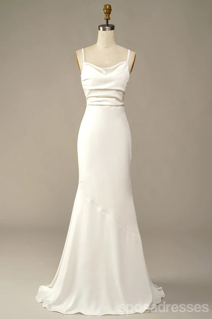 Simple Mermaid Spaghetti Straps Backless Cheap Long Prom Dresses,12965