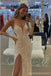 Sexy Mermaid Spaghetti Straps V-neck High Slit Cheap Prom Dresses,12954