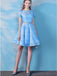 Short Sleeves Blue Lace Cheap Homecoming Dresses Online, Cheap Short Prom Dresses, CM777