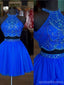 Two Pieces Blue Homecoming Dresses,Cheap Short Prom Dresses,CM899
