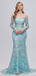 Sexy Blue Mermaid Long Sleeves Off Shoulder Cheap Prom Dresses,12988