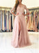 Sexy Split Blush Pink Long Sleeve Lace Evening Prom Dresses, Sexy Party Prom Dresses, 17141