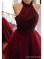 Halter Dark Red Tulle Short Cheap Homecoming Dresses Online, CM834