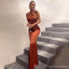 Sexy Burnt Orange Mermaid Halter Cheap Long Bridesmaid Dresses,WG1478