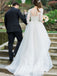 Long Sleeves Organza A-line Wedding Dresses Online, Cheap Simple Bridal Dresses, WD453