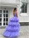 Purple A-line Straps V-neck Long Prom Dresses Online, Dance Dresses,12606
