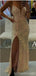 Sexy Mermaid Spaghetti Straps V-neck High Slit Cheap Prom Dresses,12954