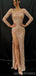 Gorgeous Sheath High Slit Long Sleeves Maxi Long Prom Dresses,Evening Dresses,13180