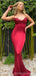 Sexy Red Mermaid Spaghetti Straps Cheap Maxi Long Prom Dresses,13257