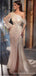 Sparkly Ivory Sheath One Shoulder Side Slit Maxi Long Prom Dresses,13250