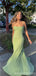 Sexy Green Mermaid Spaghetti Straps Maxi Long Prom Dresses Online,13248