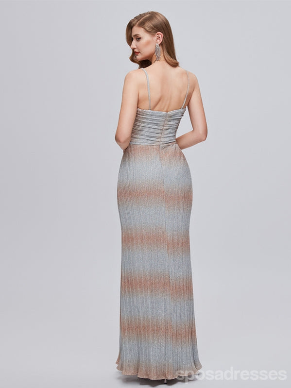 Sexy Mermaid Spaghetti Straps Side Slit V-neck Cheap Prom Dresses,12989