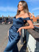 Sexy Blue Mermaid Off Shoulder Cheap Maxi Long Prom Dresses,13227
