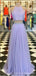 Purple A-line Halter Two Pieces Maxi Long Prom Dresses,Evening Dresses,13114