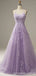 Purple A-line Spaghetti Straps Backless Cheap Long Prom Dresses Online,12813