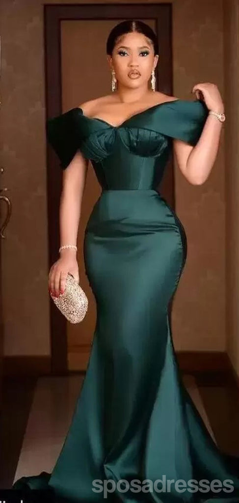 Teal Mermaid Off Shoulder Cheap Long Prom Dresses,12906