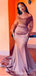 Dusty Rose Mermaid Off Shoulder Long Sleeves Cheap Bridesmaid Dresses,WG1570