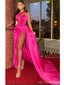 Sexy Sheath One Shoulder High Slit Cheap Long Prom Dresses,13017