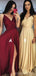 Mismatched A-line Spaghetti Straps V-neck Cheap Long Prom Dresses Online,12806