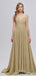 Elegant Spaghetti Straps A-line V-neck Cheap Long Prom Dresses Online,12992