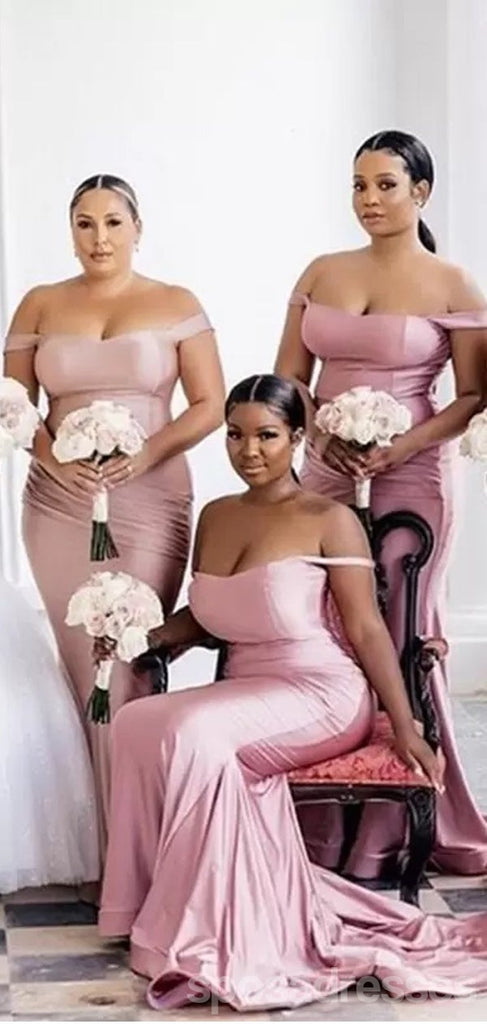 Sexy Dusty Rose Mermaid Off Shoulder Cheap Long Bridesmaid Dresses Online,WG1242