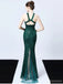 Sexy Green Mermaid Sequin Sleeveless Cheap Long Prom Dresses Online,12961