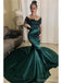 Sexy Emerald Green Mermaid Off Shoulder Long Prom Dresses Online,12734